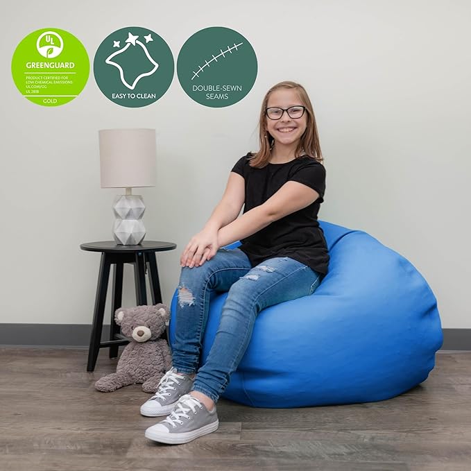 Children's Factory 35" Kids Bean Bag Chairs, Flexible Seating Classroom Furniture, Beanbag Ideal for Boy/Girl Toddler Daycare or Playroom, Deep Water (CF610-082)
