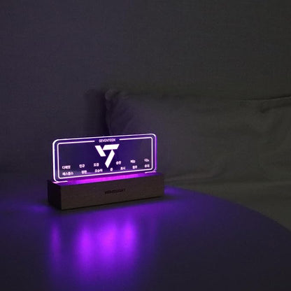Seven.Teen Night Light, Kpop Merchandise, Korean Idol Lamp for Carat, 7RGB Color, Dimmer, 8.3 x 4.2 x 1.7
