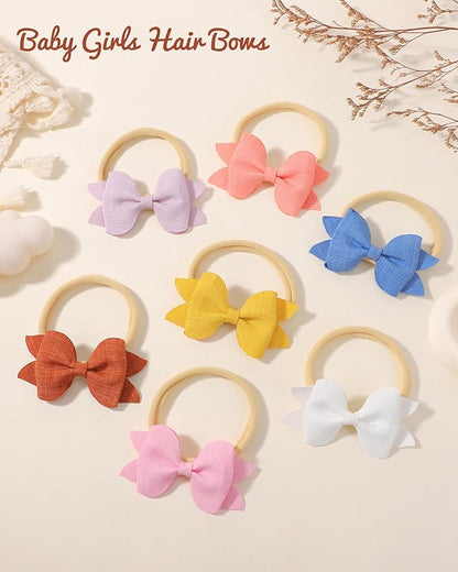 jollybows 3.35" 20pcs Baby Girls Bows Headbands Elastic Nylon Hairband Ribbon Bow Hair Accessories for Kids Toddlers Infants Newborn