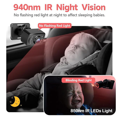 Itomoro Baby Car Camera HD 1080P Dual-Channel Display Car Baby Camera with 2 IR Night Vision Camera, Easily Install 4.3'' Car Camera for Baby with Crystal Clear Wide View for Rear Facing Seat