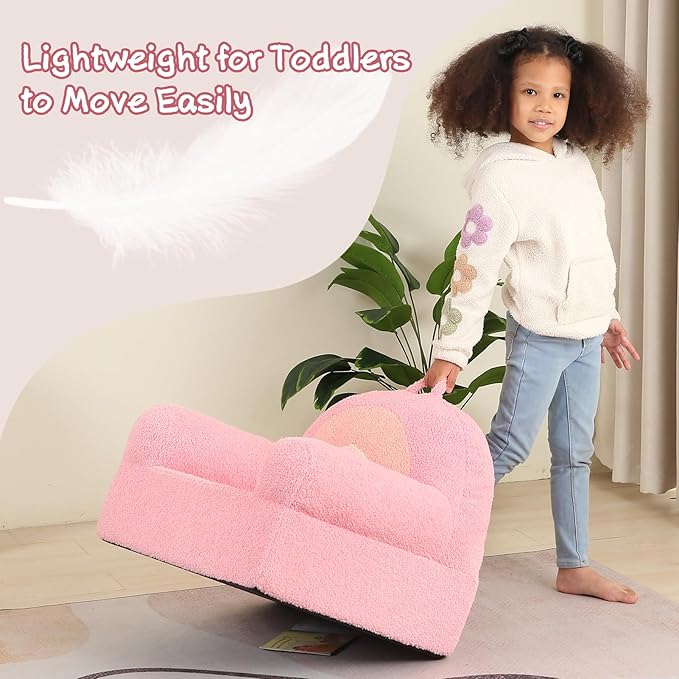 Comfy Toddler Chair, Kids Rainbow Couch for Boys and Girls, Pink Rainbow