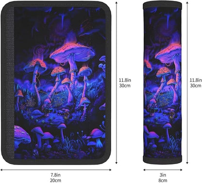 Universal Car Seat Belt Pads Cover Fansty Mushroom Print Seat Belt Shoulder Strap Covers Harness Pad for Car Truck SUV Soft Comfort Seat Belt Cushion Shoulder Pad, Purple