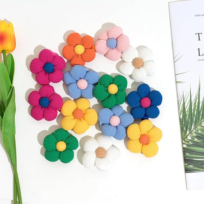16Pcs Girls Flower Hair Clips, Non Slip Wrapped Handmade Floral Hair Clips Hair Accessories for Girls Toddlers Teens and Women