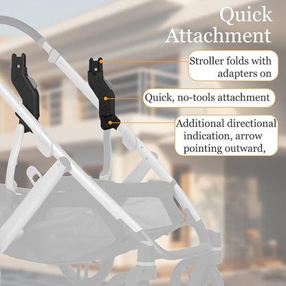 Upper Adapter Compatible with UPPAbaby Vista and Vista V2 and Vista V3 Strollers/Bassinet, Toddler Seat, Aria, Mesa V2, or Mesa Max Infant-Secure (Car Seats Accessories 1Set+2 Pcs Stroller Hooks)