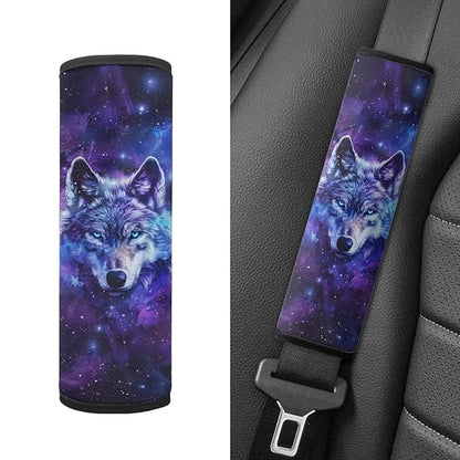Biyejit Galaxy Wolf Baby Car Seat Neck Cover, 2 Pcs Carseat Belt Cover Pad, Shoulder Strap Protectors, Seat Belt Covers Cushion for Boys Girls