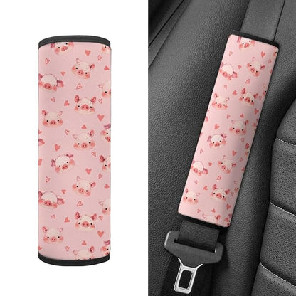 Biyejit Pink Pigs Car Seat Belt Covers for Boys Girls, 2 Pack Carseat Shoulder Padding, Soft Car Seat Neck Cover, Car Seat Straps Shoulder Pads, Mermaid Stroller Strap Cover for Baby Kids