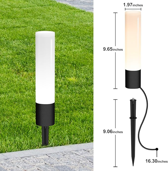 Landscape Lighting Low Voltage Pathway Lights, 8 Pack Landscape Path Lights 300LM 6W, 3000K Bollard Aluminum Low Voltage Landscape Lights Wired for Walkway Yard Garden