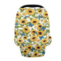 LedBack Blue Butterfly Sunflower Stretchy Car Seat Cover for Babies Nursing Cover Breastfeeding Cover,Soft Breathable Baby Carseat Canopy