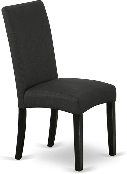 East West Furniture LGDR7-BLK-24 7 Piece Dining Table Set Consist of a Rectangle Dinner Table with Butterfly Leaf and 6 Black Color Linen Fabric Parson Chairs, 42x84 Inch, Black