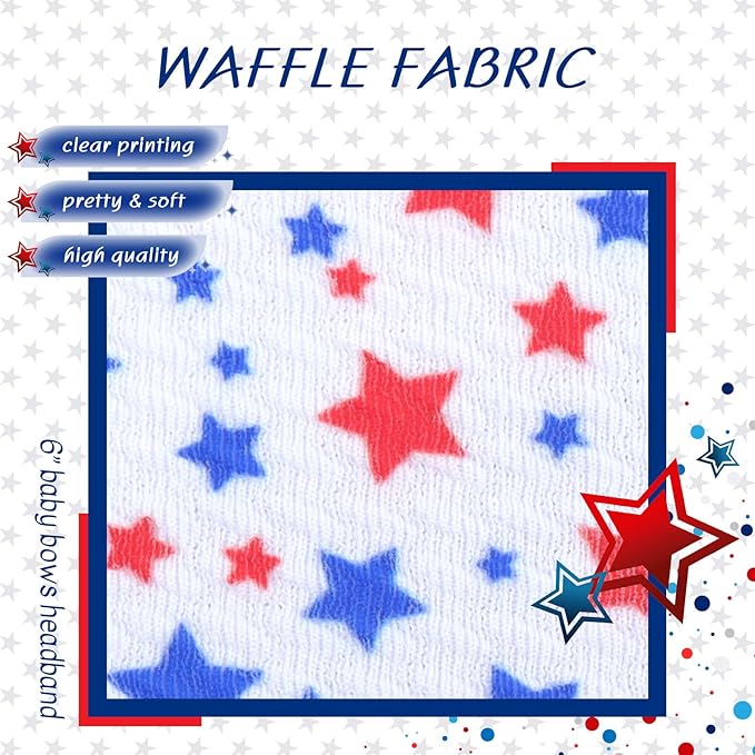 Hairband - 2Pcs 6 inches Baby Girl Bows Headbands with American Flag and Stars, One Size Fit All, Wonderful Gift for 4th of July, Baby Showers, Baby Gifts and Family Photography, Bright Color