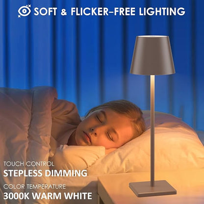 2 Packs LED Cordless Table Lamp, Rechargeable Battery Desk lamp 5000mAh Battery Operated Stepless Dimming Modern Portable Table Light for Restaurant/Table/Bedroom/Outdoor IP54 Waterproof (Rust Red)