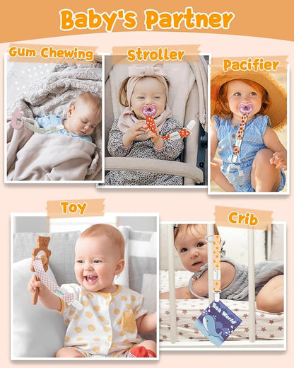 babygoal Plaid Pacifier Clips, 6 Pack Binky Paci Holder Leashes Fits for Most Baby Pacifiers and Binkies