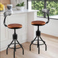 Diwhy Industrial Vintage Bar Stool, Kitchen Counter Height Adjustable Pipe Chair, Cast Iron Stool, Swivel Bar Stool with Backrest, Silver, Fully Welded Set of 2 Brown Wood Seat