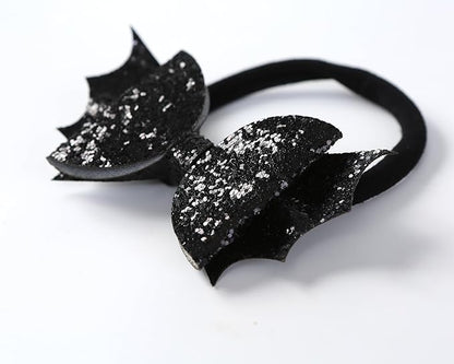 Fancheer Baby Girls Glitter Black Bat Bow Headband Infant Toddler Birthday Party Hair Accessories