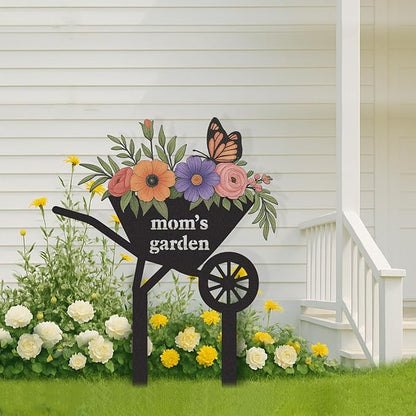 Personalized Garden Signs, Colorful Flowers Garden Decor for Outside, Decorative Yard Stakes, Metal Yard Art, Patio Decor, Custom Last Name Sign, Lawn Art, Gifts for Gardeners Color02