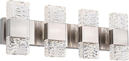 MELUCEE Brushed Nickel Bathroom Light Fixtures Over Mirror 23.6 Inch, 32W Dimmable 3000K LED Vanity Light Bar, Modern Bathroom Vanity Lights Above Mirror Wall Mount, Built-in Led Chips