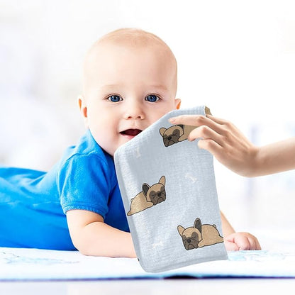 vvfelixl Cute French Bulldog Sleeping Baby Burp Cloths Baby Muslin Washcloths for Boys Girls Cotton Baby Face Towel for Newborn Infants Soft and Absorbent 11.8 X 11.8 in, 5 Pack