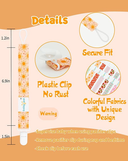 babygoal Plaid Pacifier Clips, 6 Pack Binky Paci Holder Leashes Fits for Most Baby Pacifiers and Binkies