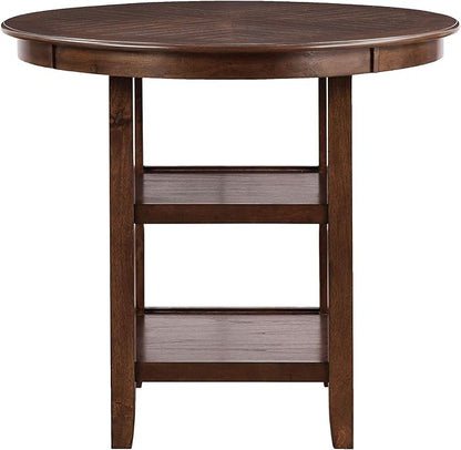 New Classic Furniture Cori 5-Piece Round Counter Set with 1 Dining Table and 4 Chairs, 42-Inch, Cherry Brown