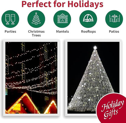 LAMPHOME 165ft Christmas Decorative Mini Lights, 500 LED Transparent Wire Fairy Starry String Lights Plug in, 16Lighting Modes for Indoor Outdoor Xmas Tree Wedding Party Decoration (White)
