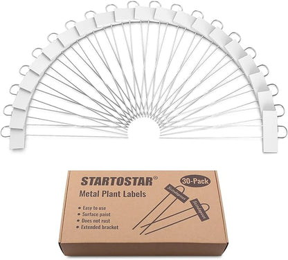 STARTOSTAR 30-Pack Metal Plant Labels, 10.6" Garden Markers Reusable Nursery Tags for Vegetables Herb Flower Seed Greenhouse