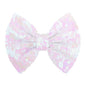 Hair Bow Clip for Girls, 5 inches Sequins Large Bow with Alligator Clip, Hair Accessories for Women Teens Babies Toddlers, White