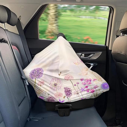 Biyejit Dandelion Flower Car Seat Cover for Babies, Mom Nursing Covers Breastfeeding Scarf, Multi Use Infant Carseat Canopy for Newborn Carrier/Stroller/Shopping Cart, Gifts for Boy Girl