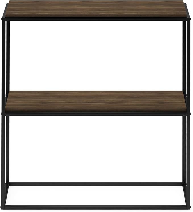 Furinno Moretti Modern Wide Stackable Metal Shelf, Columbia Walnut