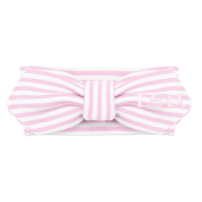 Creative Knitwear LSU Tigers Infant Girls Pink/White Striped Hair Knot Headband Embroidered Logo - Size Newborn - 4T