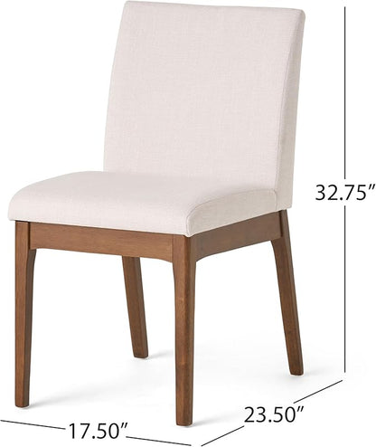Christopher Knight Home Benson Mid-Century Modern 7 Piece Dining Set, Light Beige and Walnut