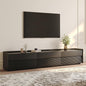 POVISON Fully-Assembled Mid Century Modern TV Stand, 94.49" Wood Media Console with Adjustable LED Light, Entertainment Center with Storage for Living Room