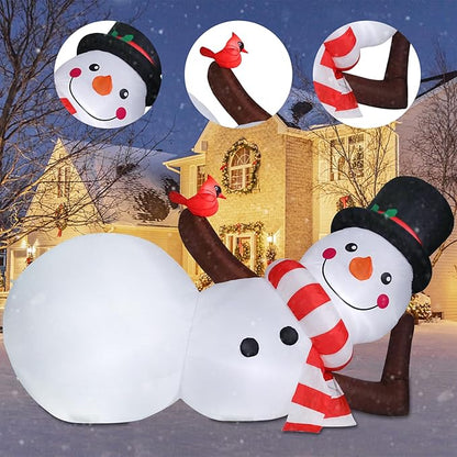 Vipush 9.8 FT Christmas Inflatable Decorations Snowman Christmas Decorations Outdoor Inflatable with LED Light, Outdoor Holiday Decor Blow Up Yard Decor