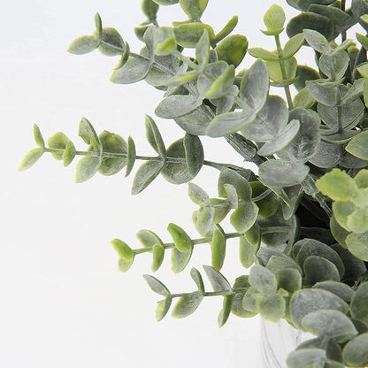 Hollyone Mini Artificial Potted Plants Fake Plants in Marble Pots, 1Pcs Plastic Eucalyptus Greenery Faux Plants for Home Office Desk Room Centerpiece Shelf Décor