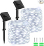 cshare Solar Fairy Lights Outdoor Waterproof,39.4ft 120LED Solar String Lights for Outside 8 Modes 2 Packs for Patio Backyard Garden Wedding Deorations Cool White