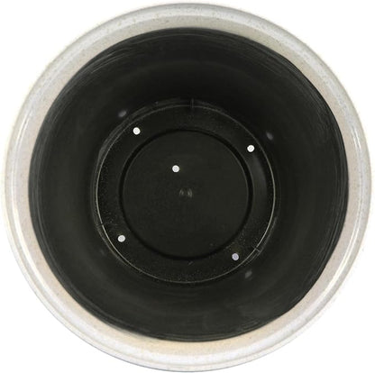 Garden Elements Round Plastic Logo Modern Planter, Beige, Large 14.75"