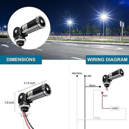 Outdoor Photocell Sensor, Dusk to Dawn Day Night Swivel Mount Conduit Lighting Control, Photoelectric Sensor Switch for Indoor Outdoor Light