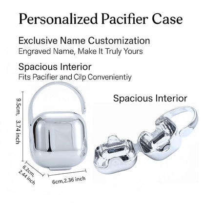 Personalized Bling Pacifier Box and Pacifier Set Unique Gift to New Bron Baby Baby Shower Gift (Silver)