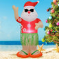 4FT Christmas Inflatable Santa Claus Holiday Decoration,Fun Xmas Santa Blow up Decor for Indoor Outdoor Yard Garden Lawn Party, Hawaii Theme Santa Wear Colorful Shirt Cool Sunglasses