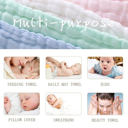 MUKIN Baby Washcloths - Natural Cotton Baby Wipes - Soft Newborn Face Towel and Washcloth for Sensitive Skin, Registry as Shower, 5 Pack 12x12 inches