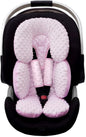Pro Goleem Infant Car Seat Head Neck Body Support, Ultra-Soft Minky and Microfiber Car Seat Strap Pads, Perfect for Stroller, 2-in-1 Reversible, Girls, Pink