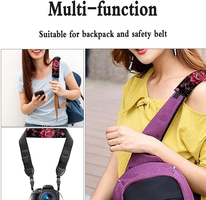 Romantic Rose Car Seat Belt Shoulder Strap Covers Pad Shoulder Pads for Seat Belts Universal Interior Accessories Safety Strap Cover for Auto SUV Truck Airplane Backpack