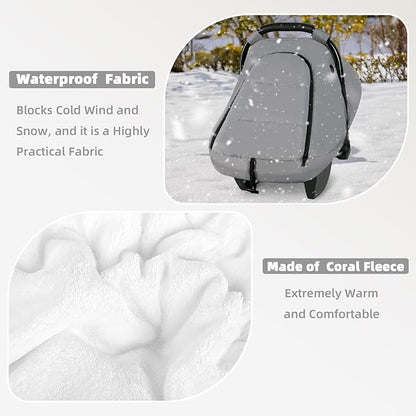 SWESEN Winter Car Seat Covers for Babies, Cozy & Warm Cover, Infant Car Seat Canopy Water Resistant, Universal Cold Weather Shield, Grey