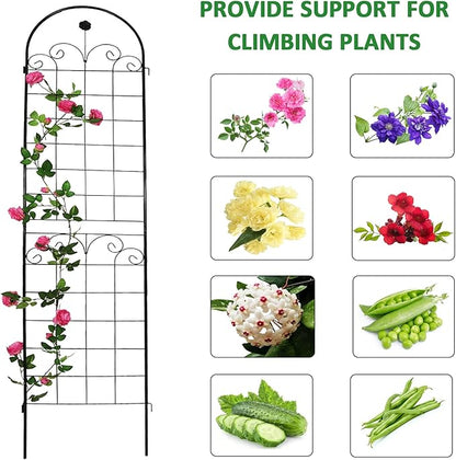 2 Pack Metal Garden Trellis 86.7" H Garden Fence Rustproof Trellis for Climbing Plants Support Roses Flower Outdoor Lawn Black