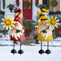 HONGLAND Gnomes Decorations for Yard - Metal Gnome Outdoor Decor Bee Ladybug Garden Statue- Christmas Decoration Thanksgiving Holiday Lawn Patio Yard Stakes (Set of 2)