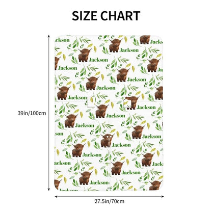 Personalized Baby Car Seat Canopy for Baby with Name, Custom Car Seat Covers for Boy Girl, Infant Opening Minky Nursing Breastfeeding Stroller Cover Carseat Canopies for Newborn (Cute Cow High Land)