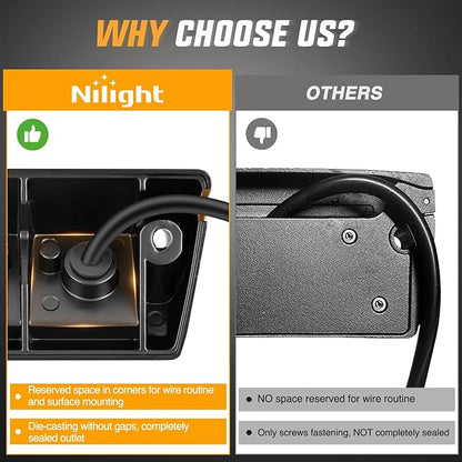 Nilight RV Exterior Light 2PCS 9 Inch Porch Lights Flood Beam 12V 24V LED Scene Cargo Lighting Black Aluminum Housing for RVs Trailers Travel Campers 5th Wheels Motorhome SUV Truck