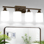 MOKATNG 4-Light Bathroom Light Fixtures, Vanity Light with Milky White Shades, Oil-Rubbed Bronze Bathroom Light Fixtures Over Mirror, Modern Bathroom Wall Lamp for Mirror Living Room Cabinet Bedroom