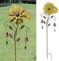 Sunflower Garden Stake with Bells, Decorative Garden Stakes for Garden Yard Patio Decor