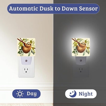 Cute Sloth Night Light, Dusk to Dawn Nightlight with Auto Sensor Lamp Home Indoor Stairway Kitchen Corridor, Night Lights Plug Into Wall Decorative for Boys Girls Women Men Room Gifts