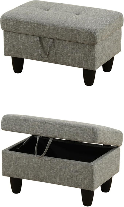 Modern Living Room Furniture Sets with Pillows, Modular Sectional Couches with Chaise Lounge, 4-Seaters L Shape Sofa with Storage Ottoman, for Living Room, Grey